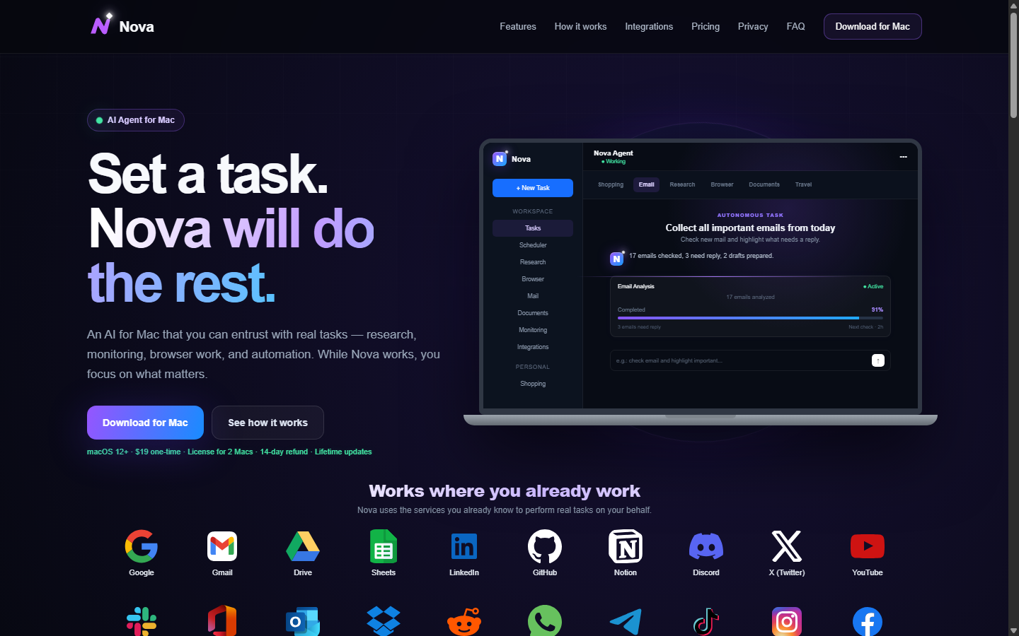 Nova Fix app working on a task